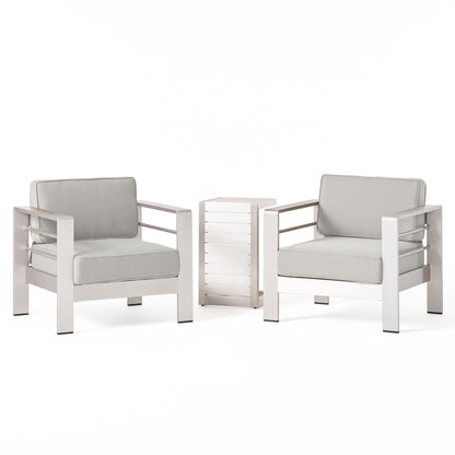 Salon de jardin Cape Coral en aluminium 3 pièces avec table en C par Christopher Knight Home
