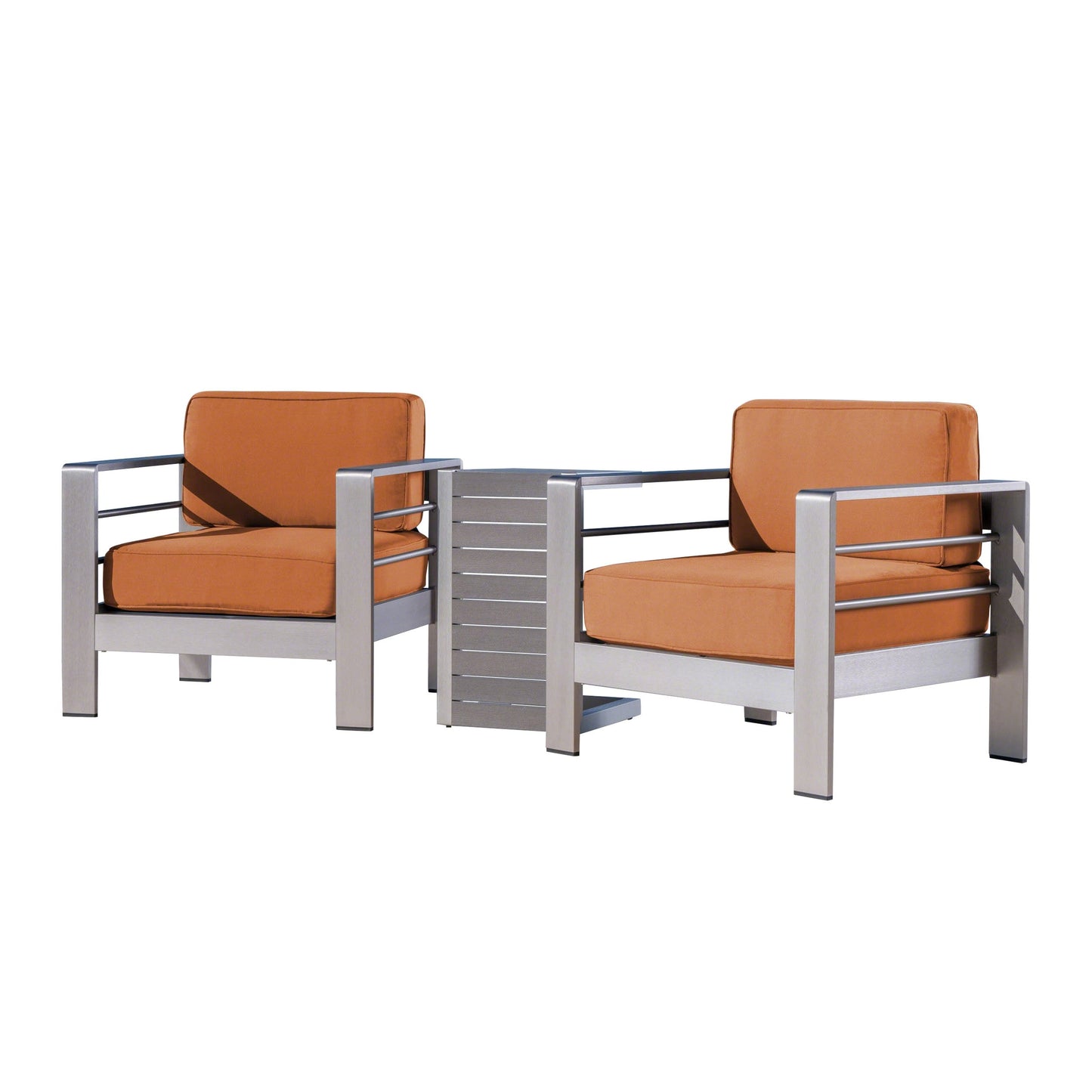 Salon de jardin Cape Coral en aluminium 3 pièces avec table en C par Christopher Knight Home