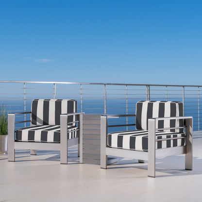 Salon de jardin Cape Coral en aluminium 3 pièces avec table en C par Christopher Knight Home