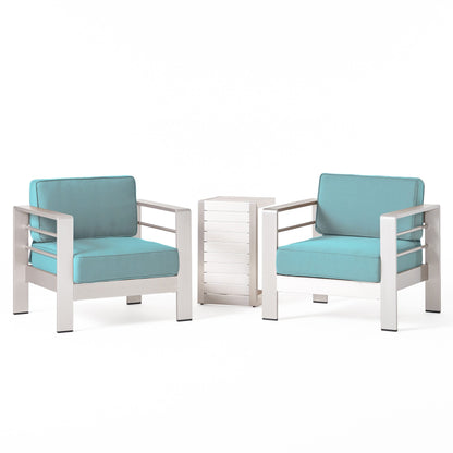 Salon de jardin Cape Coral en aluminium 3 pièces avec table en C par Christopher Knight Home