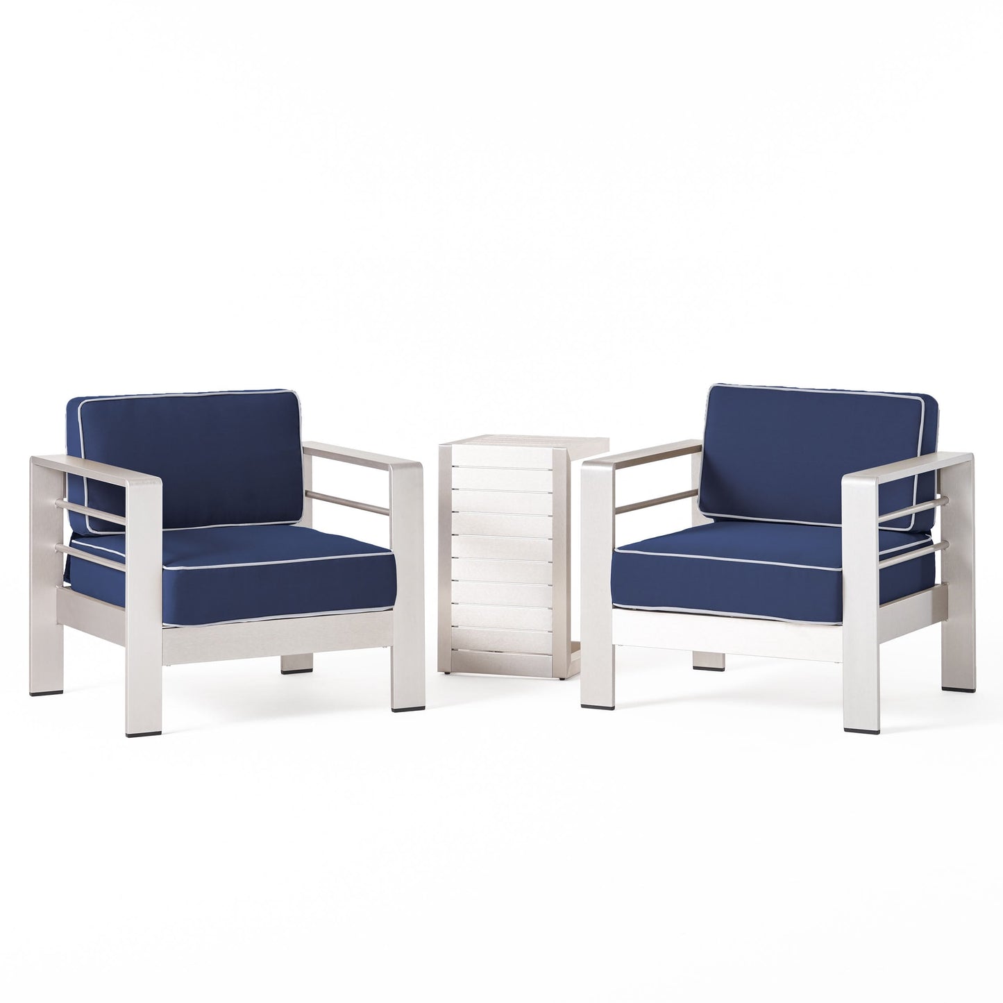 Salon de jardin Cape Coral en aluminium 3 pièces avec table en C par Christopher Knight Home