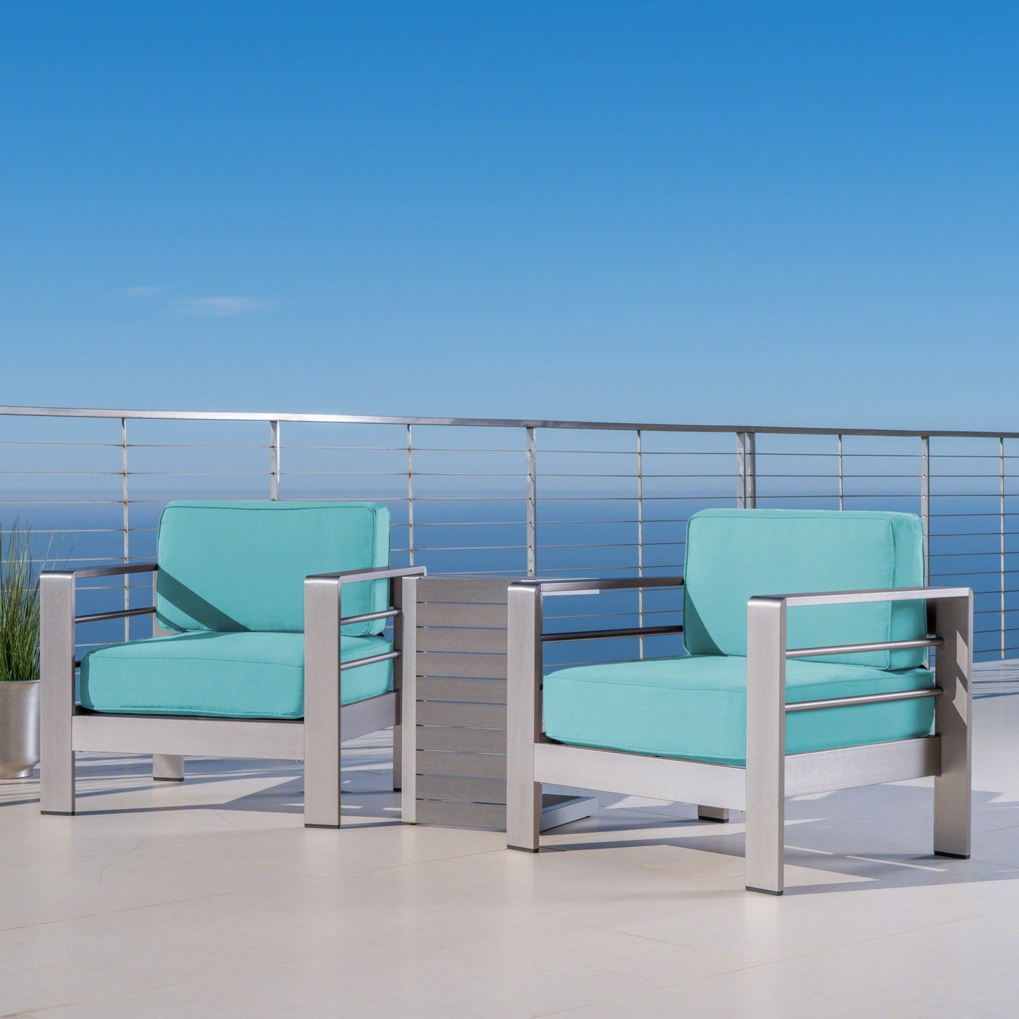 Salon de jardin Cape Coral en aluminium 3 pièces avec table en C par Christopher Knight Home