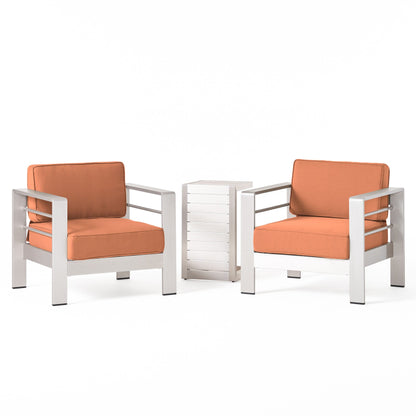 Salon de jardin Cape Coral en aluminium 3 pièces avec table en C par Christopher Knight Home
