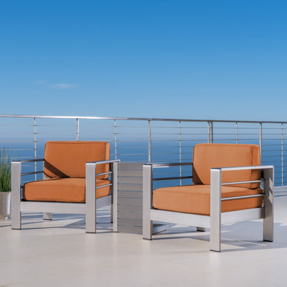 Salon de jardin Cape Coral en aluminium 3 pièces avec table en C par Christopher Knight Home
