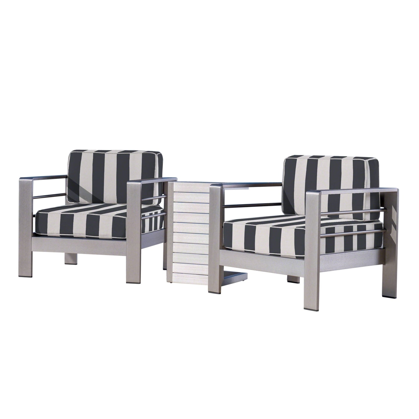 Salon de jardin Cape Coral en aluminium 3 pièces avec table en C par Christopher Knight Home