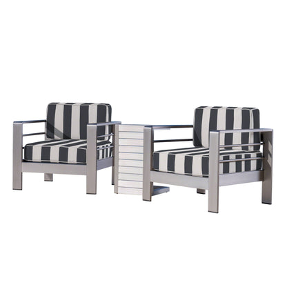 Salon de jardin Cape Coral en aluminium 3 pièces avec table en C par Christopher Knight Home