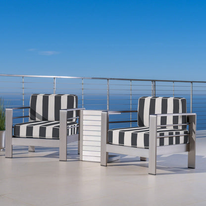 Salon de jardin Cape Coral en aluminium 3 pièces avec table en C par Christopher Knight Home