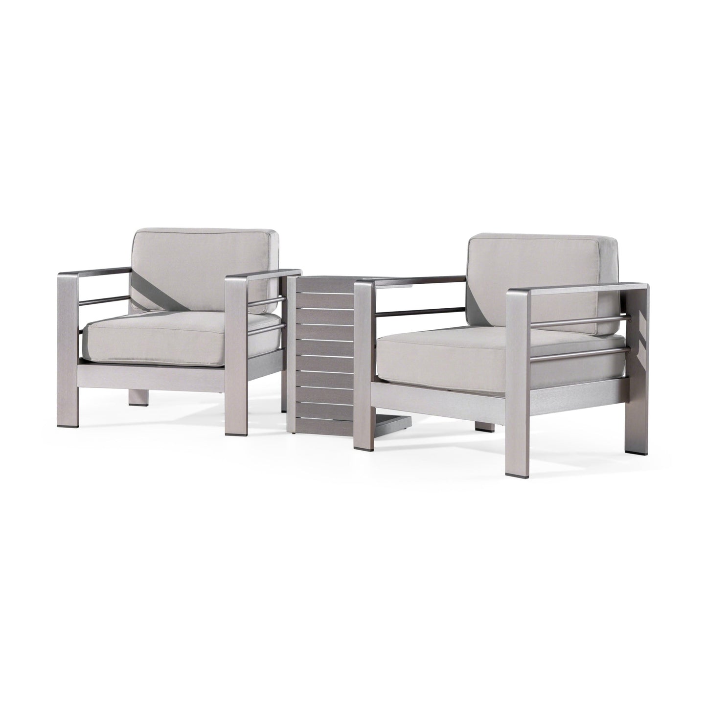 Salon de jardin Cape Coral en aluminium 3 pièces avec table en C par Christopher Knight Home