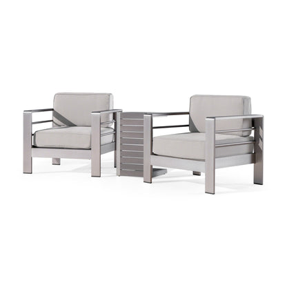Salon de jardin Cape Coral en aluminium 3 pièces avec table en C par Christopher Knight Home