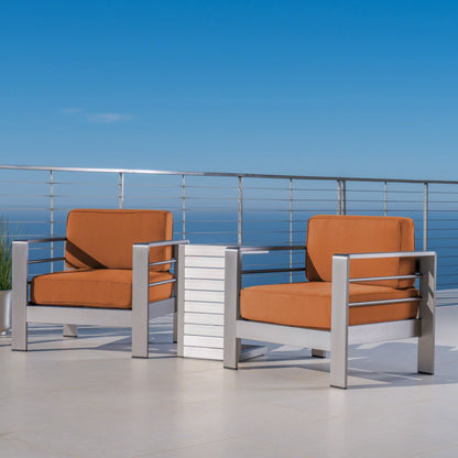 Salon de jardin Cape Coral en aluminium 3 pièces avec table en C par Christopher Knight Home