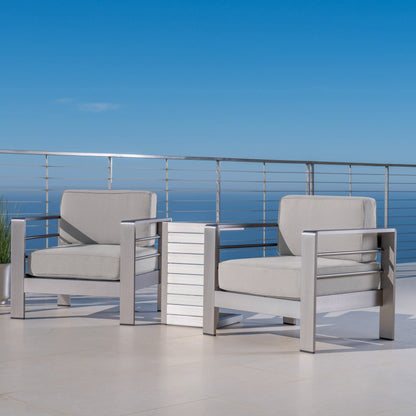 Salon de jardin Cape Coral en aluminium 3 pièces avec table en C par Christopher Knight Home