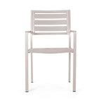Ensemble de salle à manger d'extérieur moderne en aluminium Cape Coral, 4 places, avec plateau en osier, par Christopher Knight Home