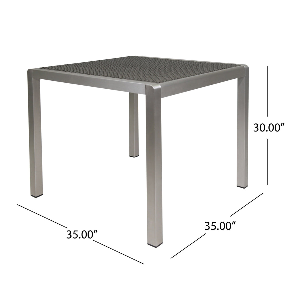 Ensemble de salle à manger d'extérieur moderne en aluminium Cape Coral, 4 places, avec plateau en osier, par Christopher Knight Home