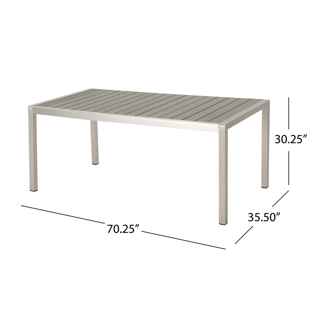 Ensemble de salle à manger d'extérieur moderne en aluminium Cape Coral 6 places avec banc par Christopher Knight Home
