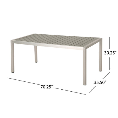 Ensemble de salle à manger d'extérieur moderne en aluminium Cape Coral 6 places avec banc par Christopher Knight Home
