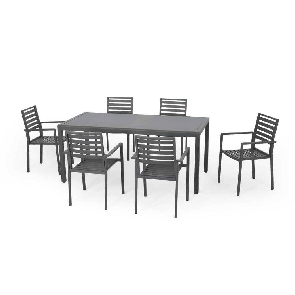 Ensemble de salle à manger d'extérieur 6 places en aluminium Cape Coral par Christopher Knight Home