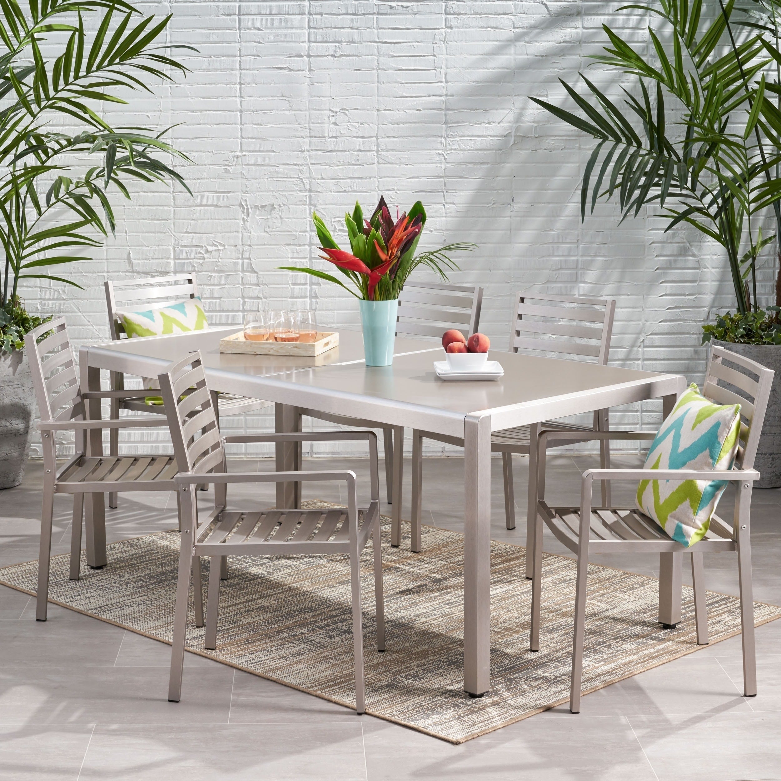 Ensemble de salle à manger d'extérieur 6 places en aluminium Cape Coral par Christopher Knight Home