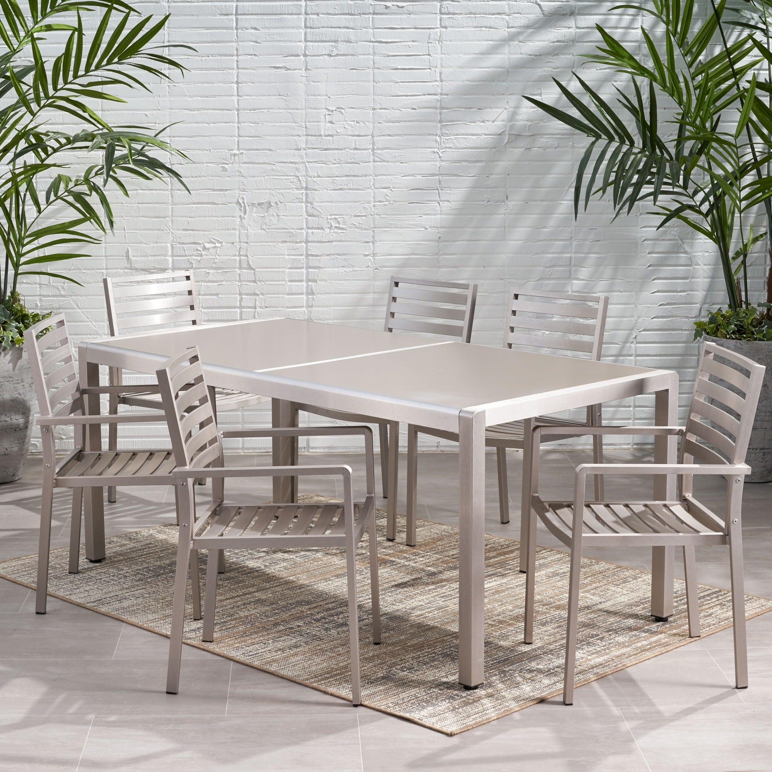 Ensemble de salle à manger d'extérieur 6 places en aluminium Cape Coral par Christopher Knight Home