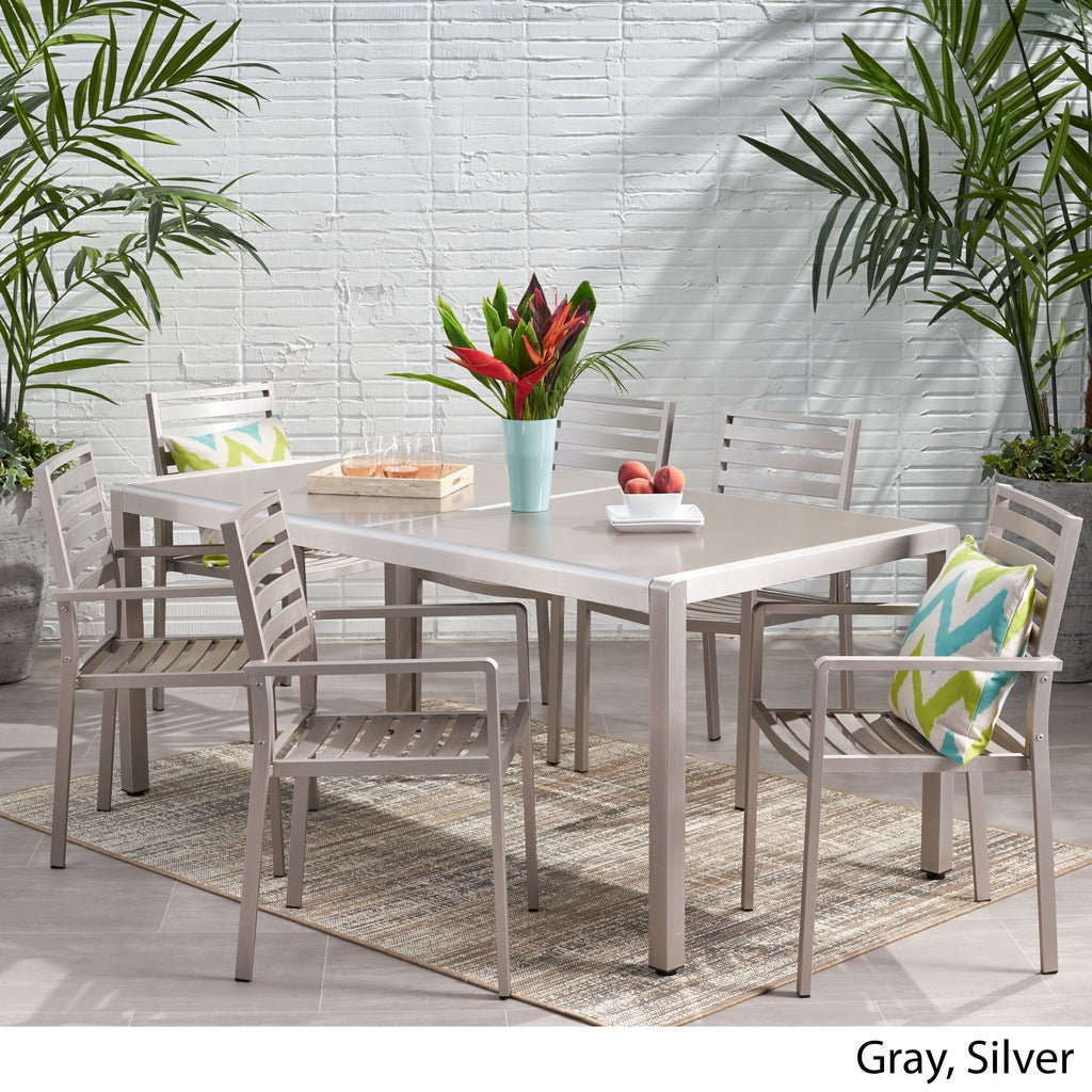 Ensemble de salle à manger d'extérieur 6 places en aluminium Cape Coral par Christopher Knight Home