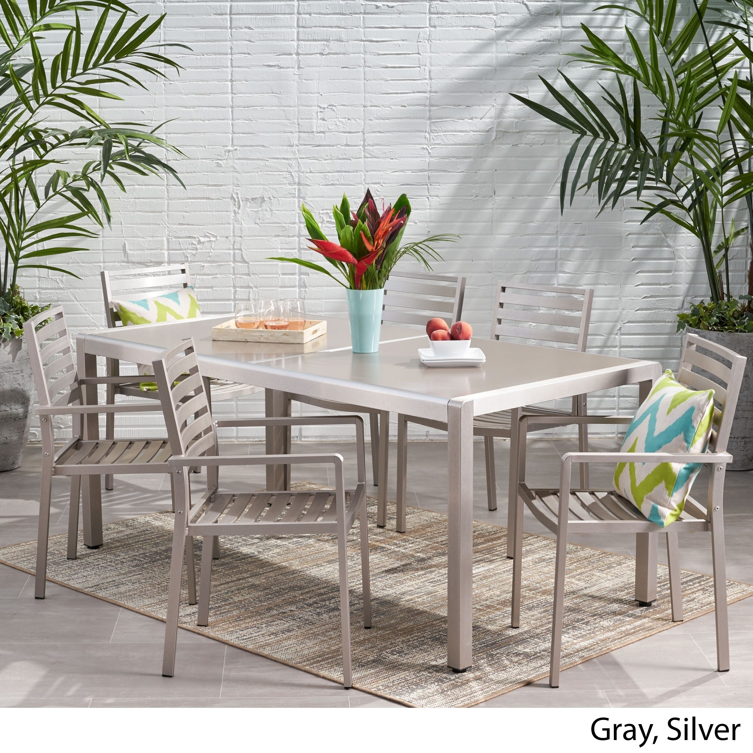 Ensemble de salle à manger d'extérieur 6 places en aluminium Cape Coral par Christopher Knight Home