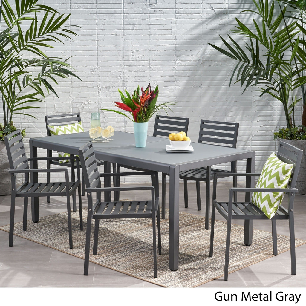 Ensemble de salle à manger d'extérieur 6 places en aluminium Cape Coral par Christopher Knight Home