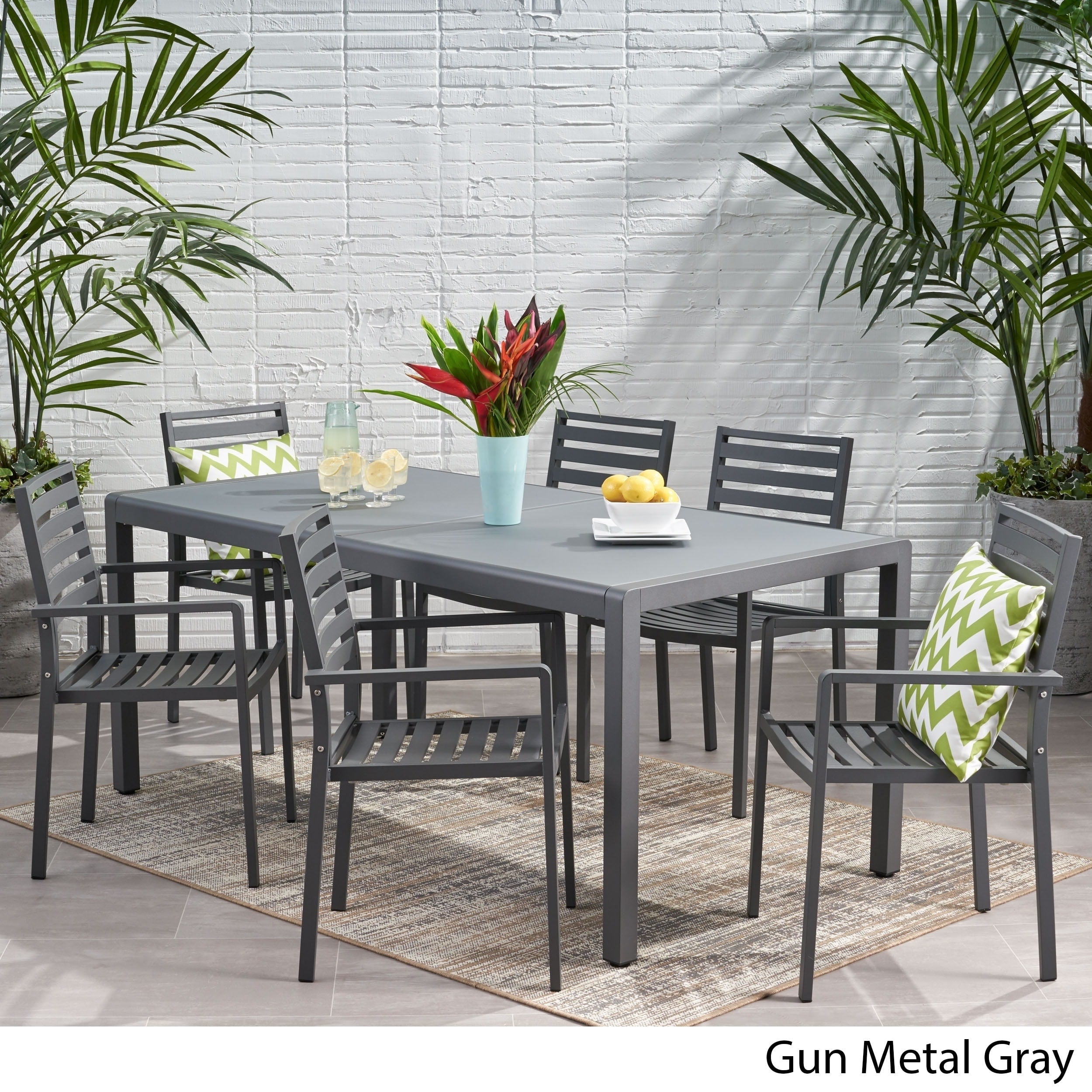 Ensemble de salle à manger d'extérieur 6 places en aluminium Cape Coral par Christopher Knight Home