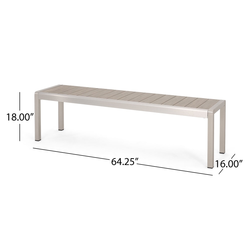 Ensemble table et banc de pique-nique d'extérieur en imitation bois et aluminium Cape Coral par Christopher Knight Home