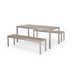 Ensemble table et banc de pique-nique d'extérieur en imitation bois et aluminium Cape Coral par Christopher Knight Home