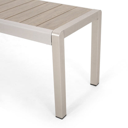 Ensemble table et banc de pique-nique d'extérieur en imitation bois et aluminium Cape Coral par Christopher Knight Home