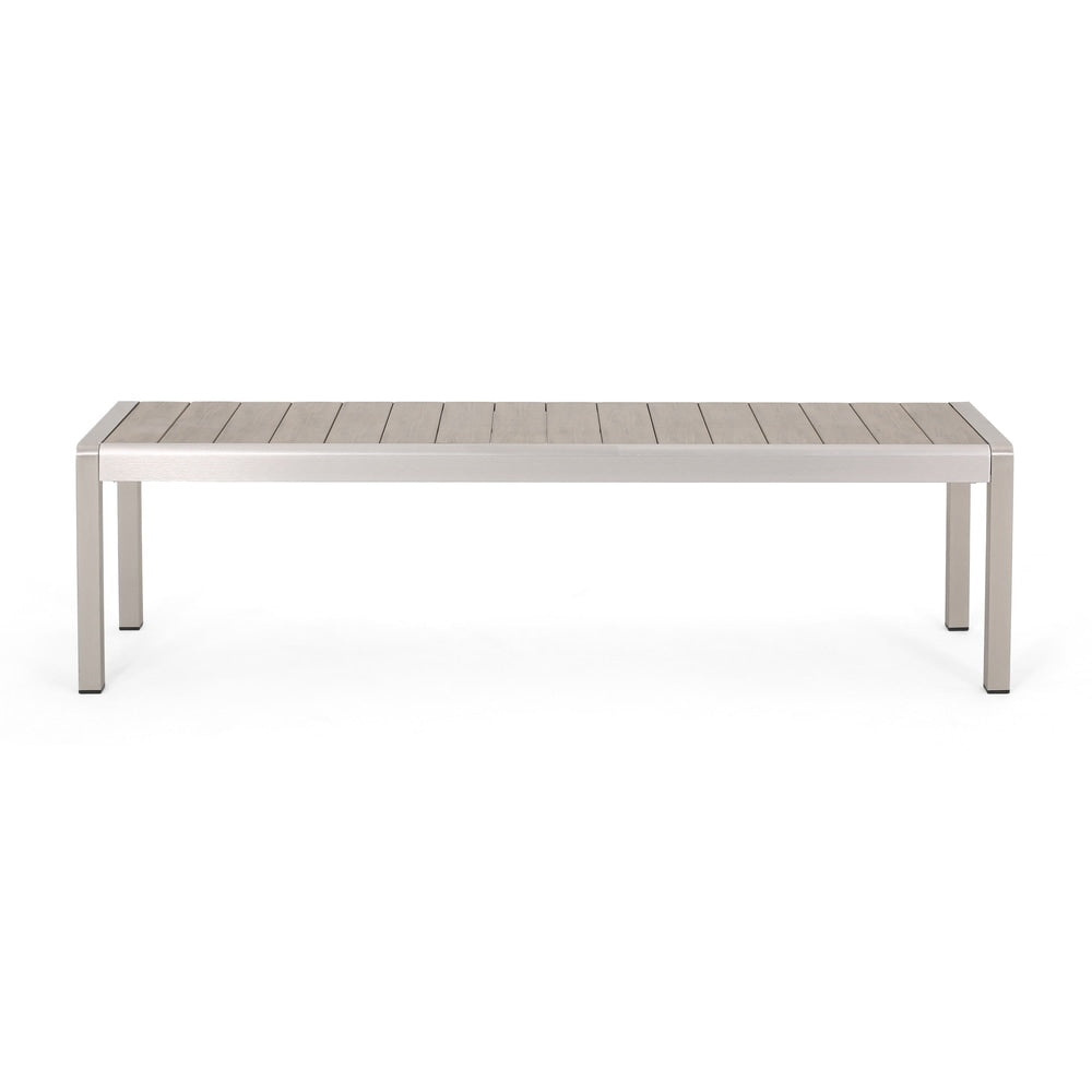Ensemble table et banc de pique-nique d'extérieur en imitation bois et aluminium Cape Coral par Christopher Knight Home
