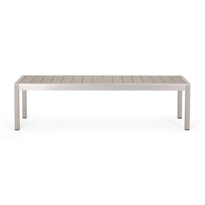 Ensemble table et banc de pique-nique d'extérieur en imitation bois et aluminium Cape Coral par Christopher Knight Home