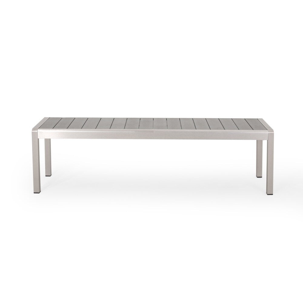Ensemble table et banc de pique-nique d'extérieur en imitation bois et aluminium Cape Coral par Christopher Knight Home