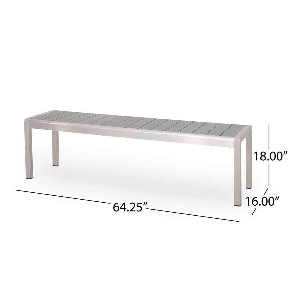 Ensemble table et banc de pique-nique d'extérieur en imitation bois et aluminium Cape Coral par Christopher Knight Home