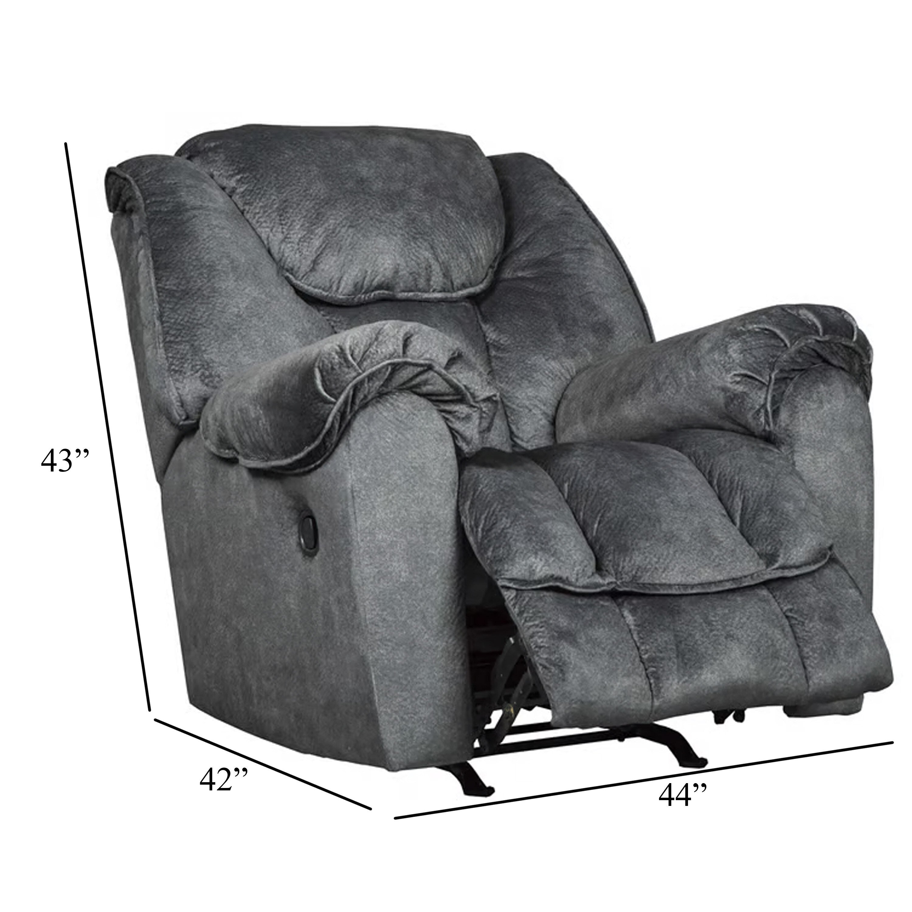 Fauteuil inclinable à bascule manuel Capen, coussin en polyester gris granit