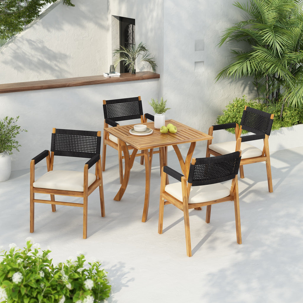 Ensemble de salle à manger d'extérieur Captef 5 pièces en bois d'acacia par Christopher Knight Home