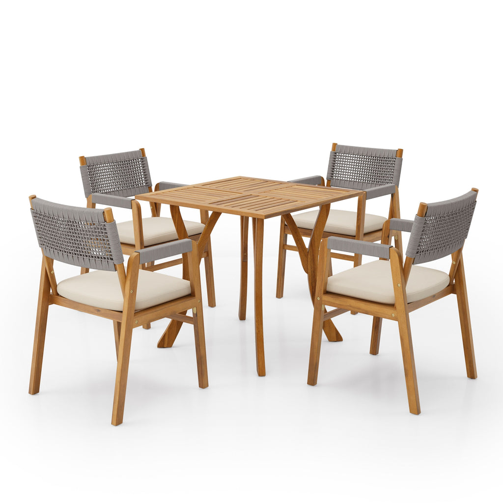 Ensemble de salle à manger d'extérieur Captef 5 pièces en bois d'acacia par Christopher Knight Home