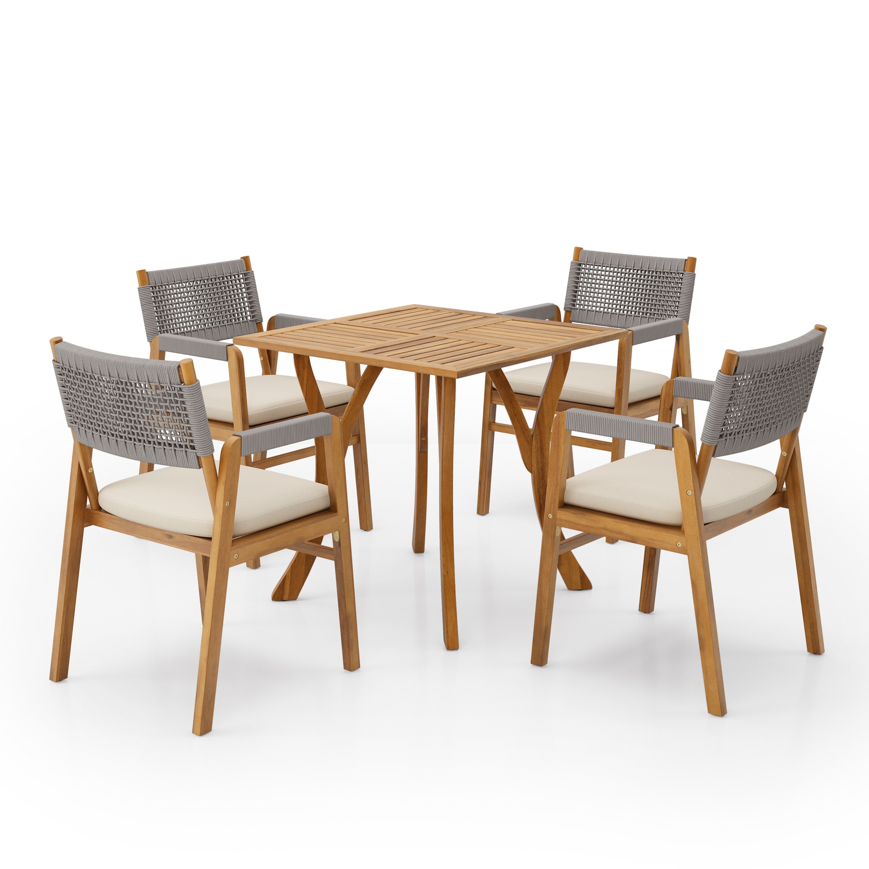Ensemble de salle à manger d'extérieur Captef 5 pièces en bois d'acacia par Christopher Knight Home