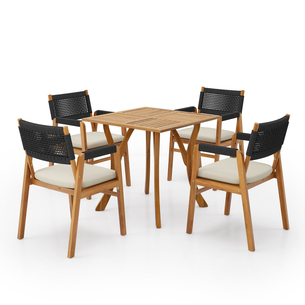 Ensemble de salle à manger d'extérieur Captef 5 pièces en bois d'acacia par Christopher Knight Home
