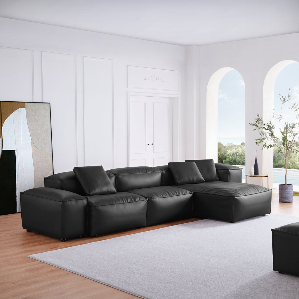 Cube Modular Brown Genuine Leather Sectional