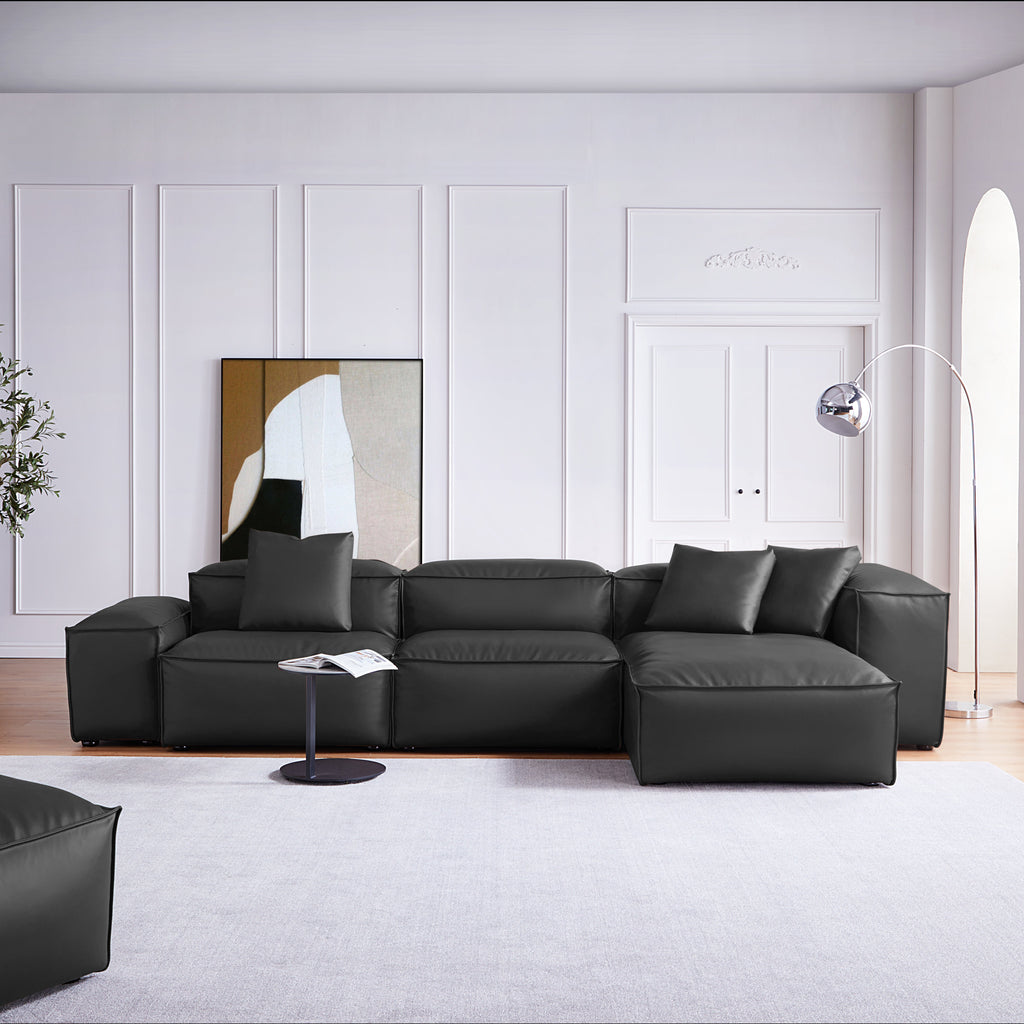 Cube Modular Brown Genuine Leather Sectional