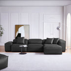 Cube Modular Khaki Genuine Leather Sectional