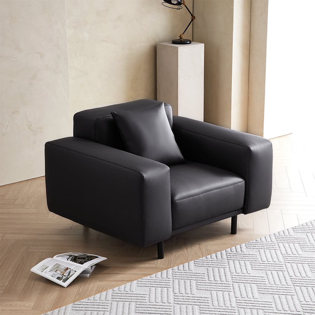Fauteuil Noble en cuir gris foncé