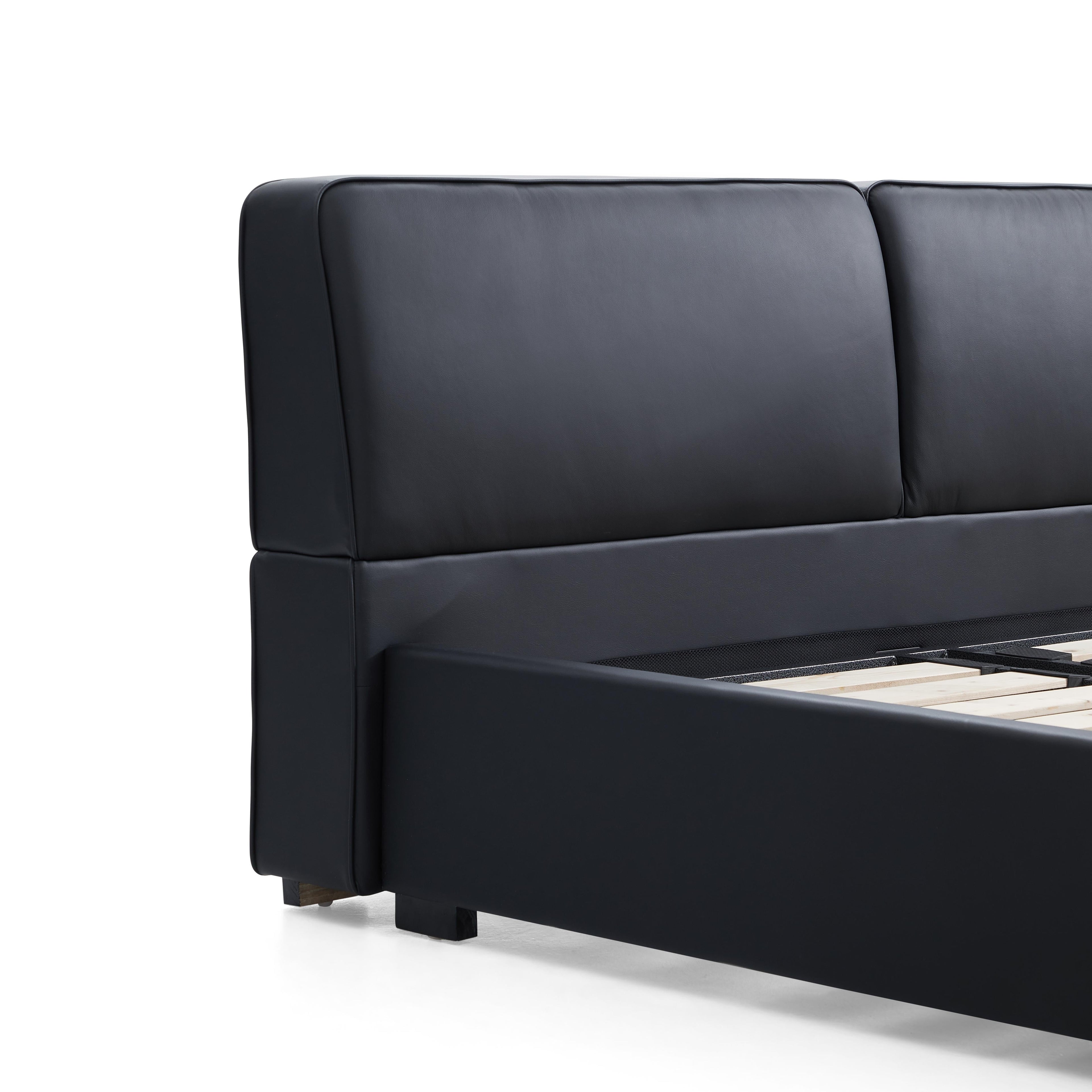 Domus Black Leather Bed