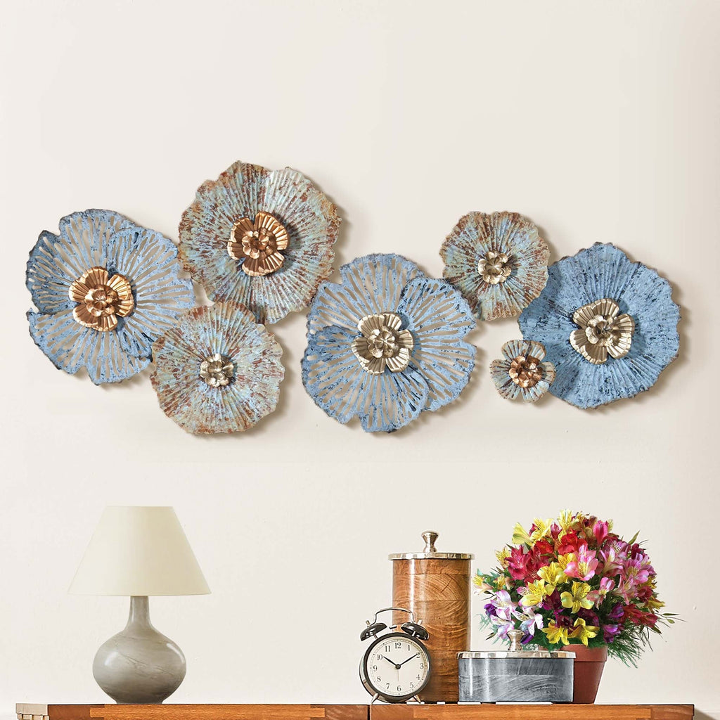 Décoration murale en métal multicolore effet vieilli avec motif floral Carbon Loft