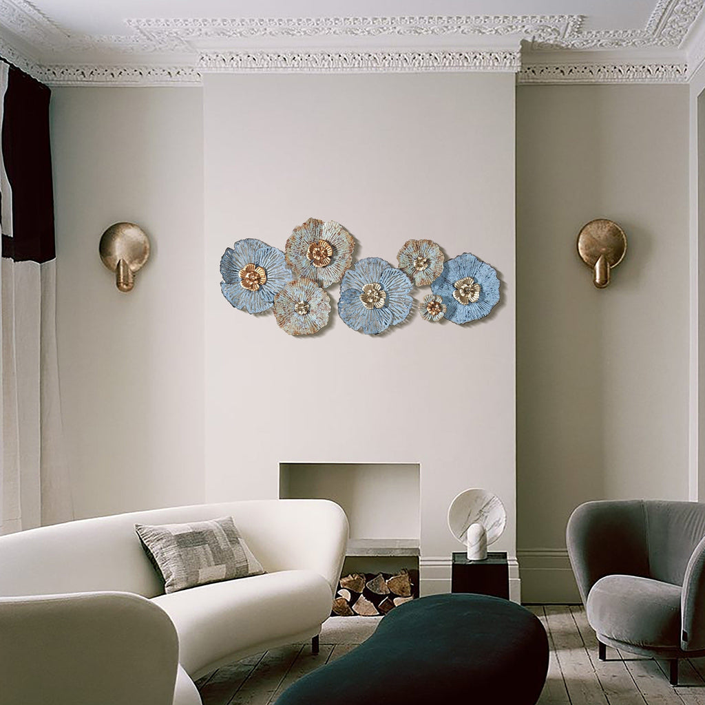 Décoration murale en métal multicolore effet vieilli avec motif floral Carbon Loft