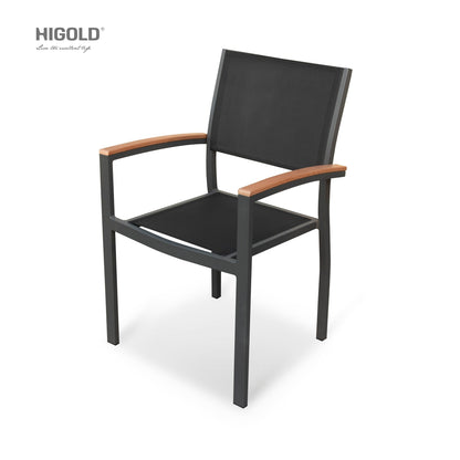Ensemble de salle à manger d'extérieur Carlo 9 pièces en imitation bois et plastique pour 8 personnes, table extensible et chaises empilables