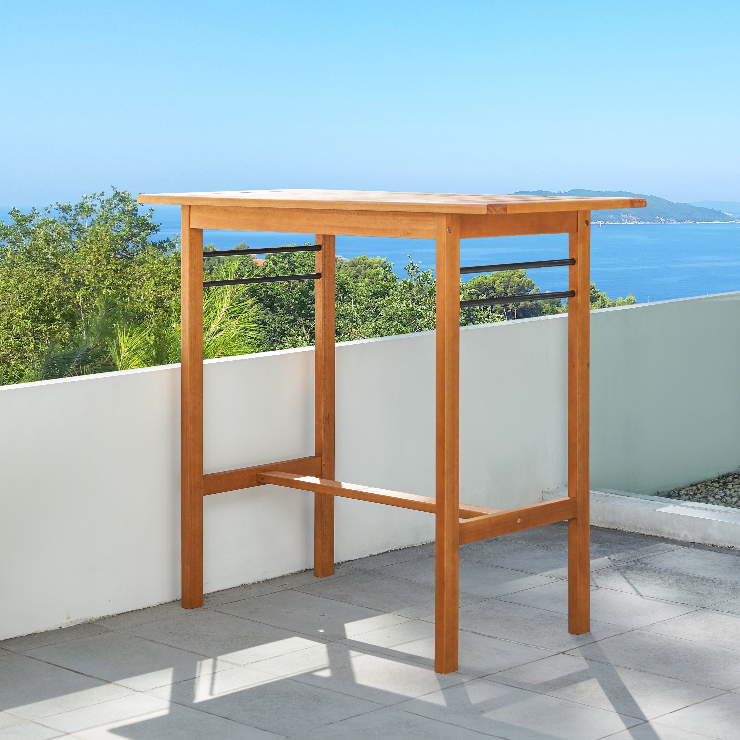 Table de bar et chaises de terrasse en bois Carlton Honey
