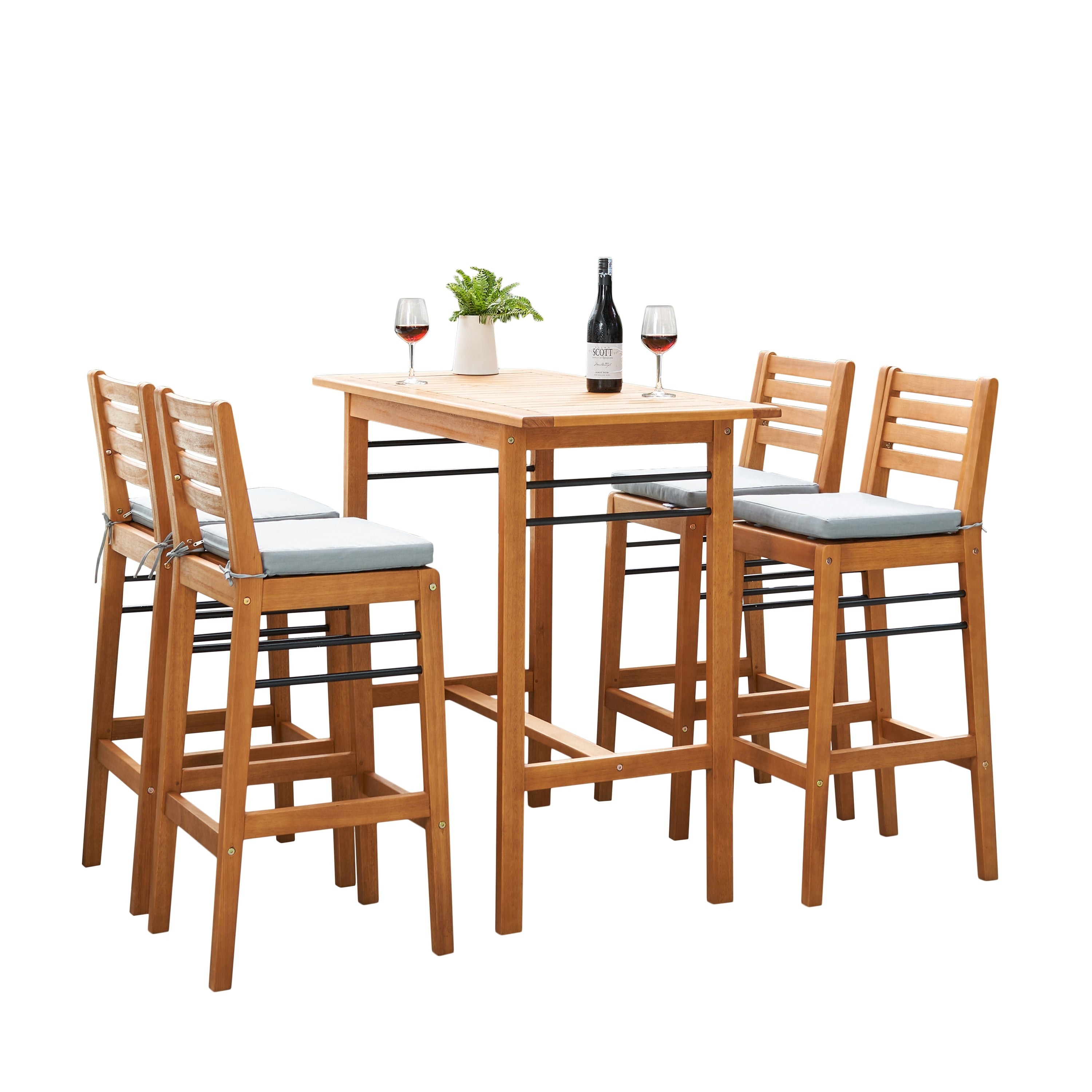 Table de bar et chaises de terrasse en bois Carlton Honey