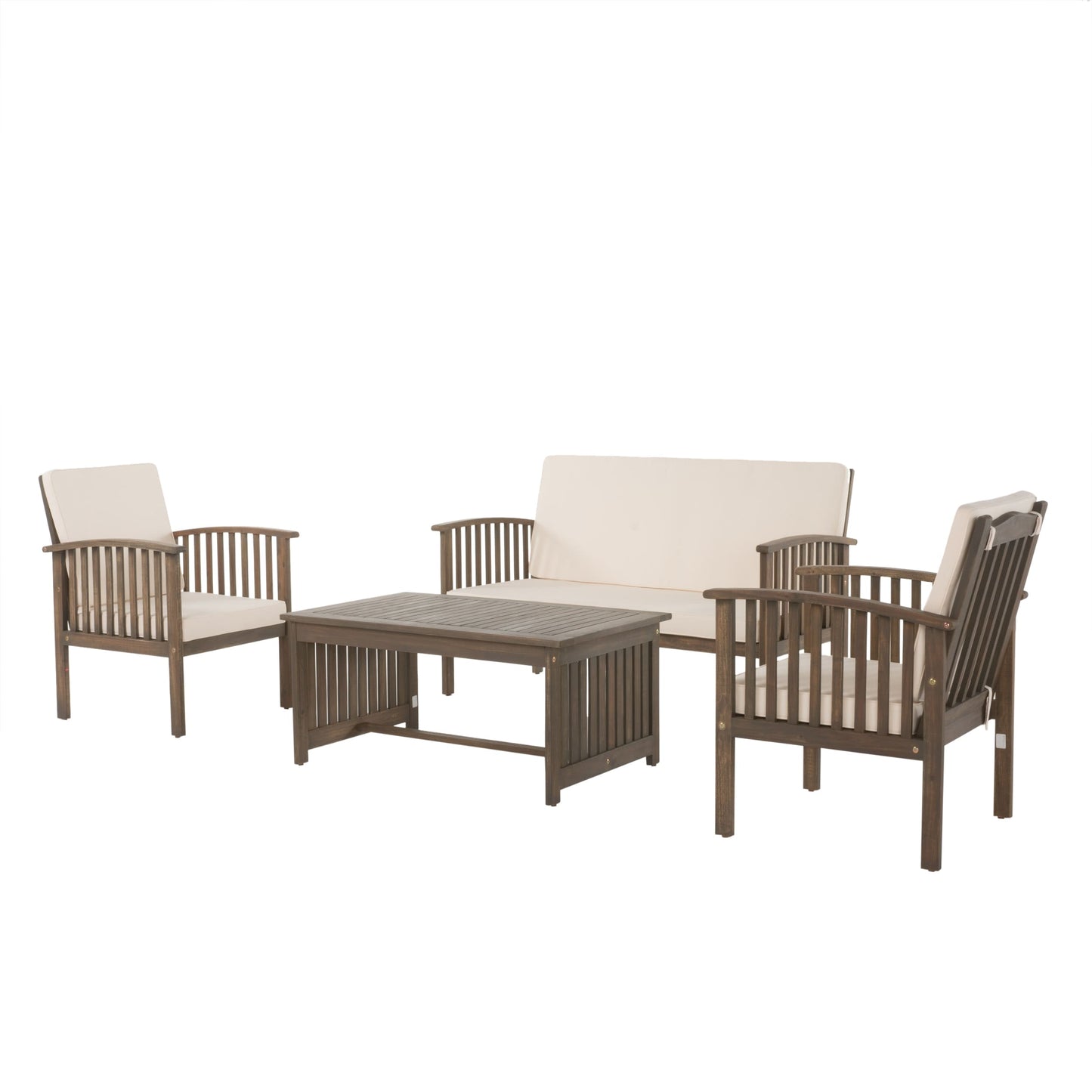 Ensemble de canapés d'extérieur Carolina 4 pièces en acacia Christopher Knight Home - Sièges de patio élégants et confortables
