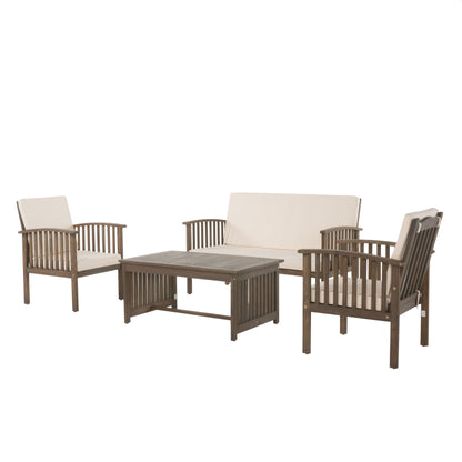 Ensemble de canapés d'extérieur Carolina 4 pièces en acacia Christopher Knight Home - Sièges de patio élégants et confortables